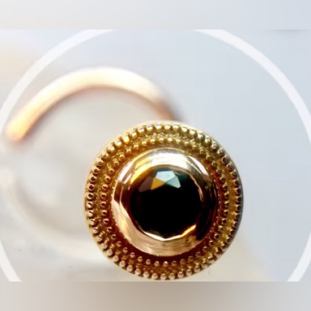 💎🌑14K Solid Rose Gold Nose Screw with Black Onyx Stone